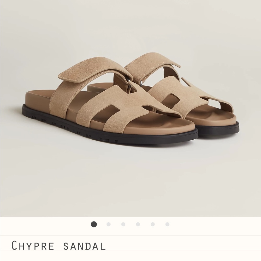 Hermes womens Chypre sandal in beige argyle size 38.5